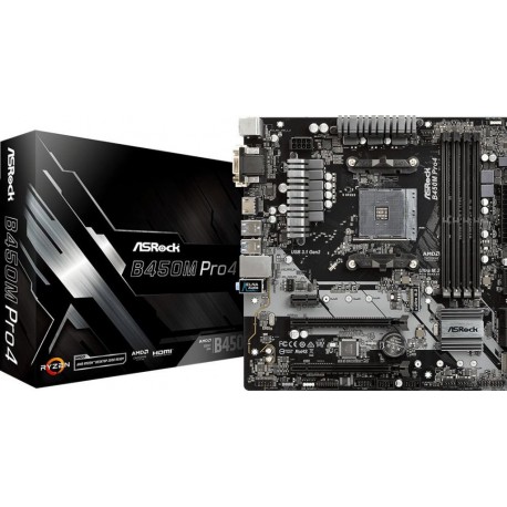 B450M Pro4 B450M Asrock (AM4 4x DDR4 DIMM Micro ATX CrossFire)